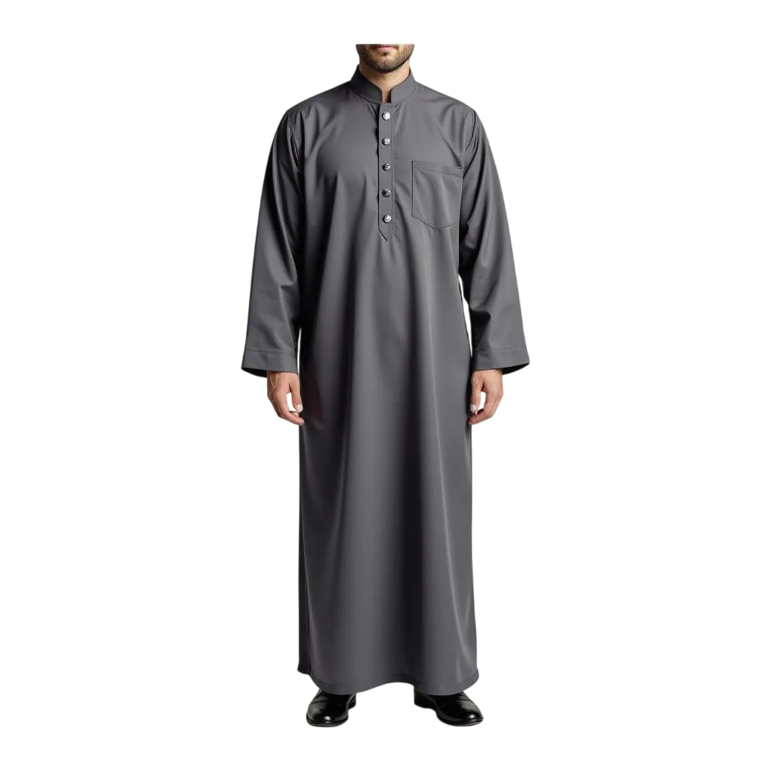 Tahir Grey Classic Thobe For Men
