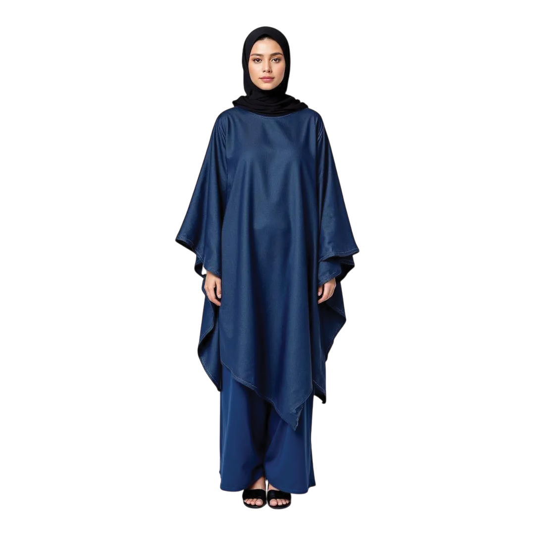 Layali Minimalistic Denim Cape