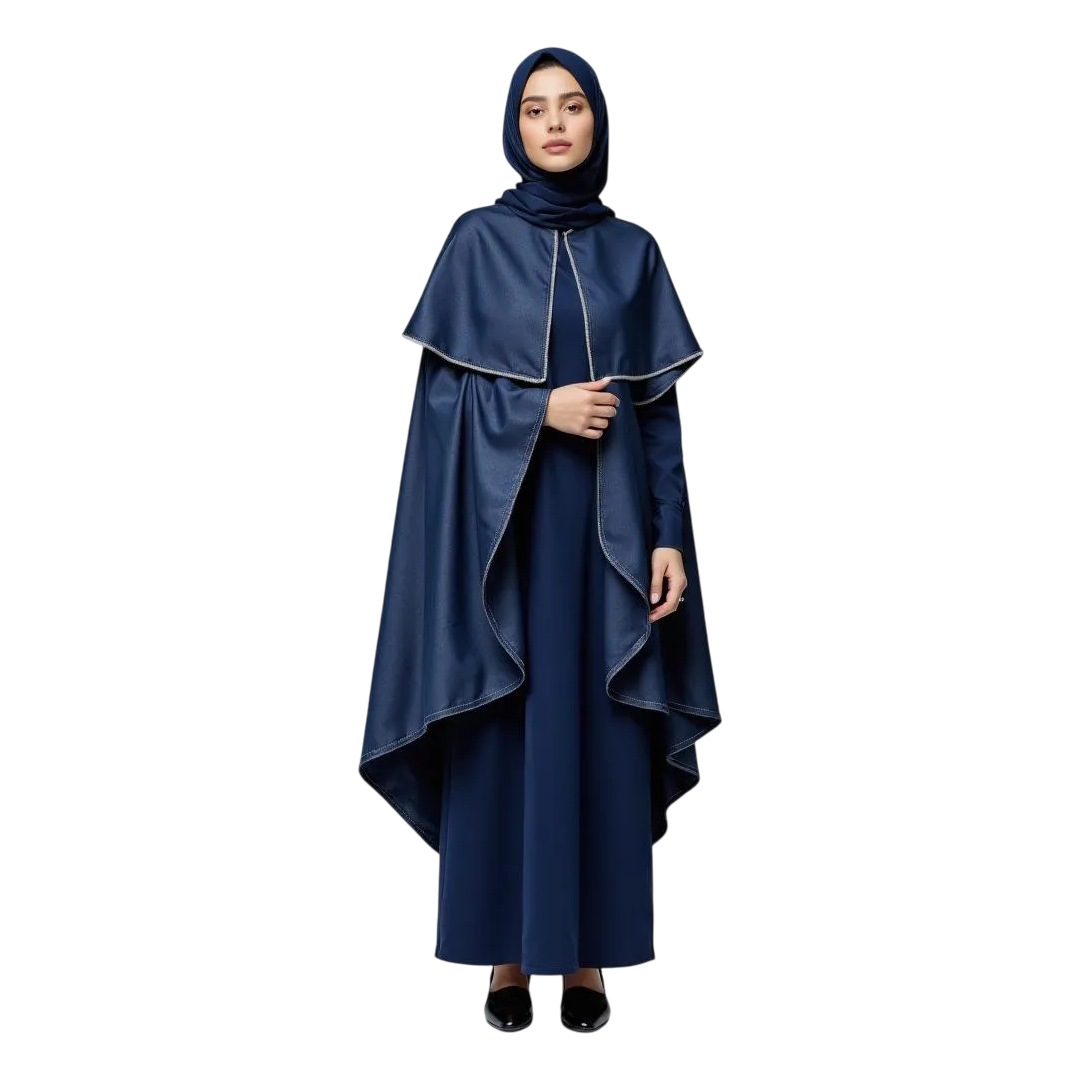 Samaa Multi layered  Denim Abaya